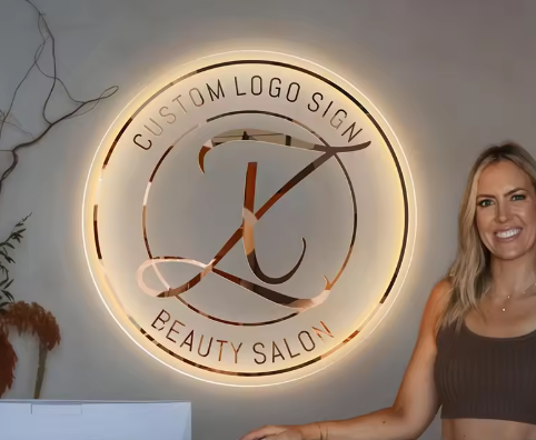 Custom Backlit Mirror Logo Sign