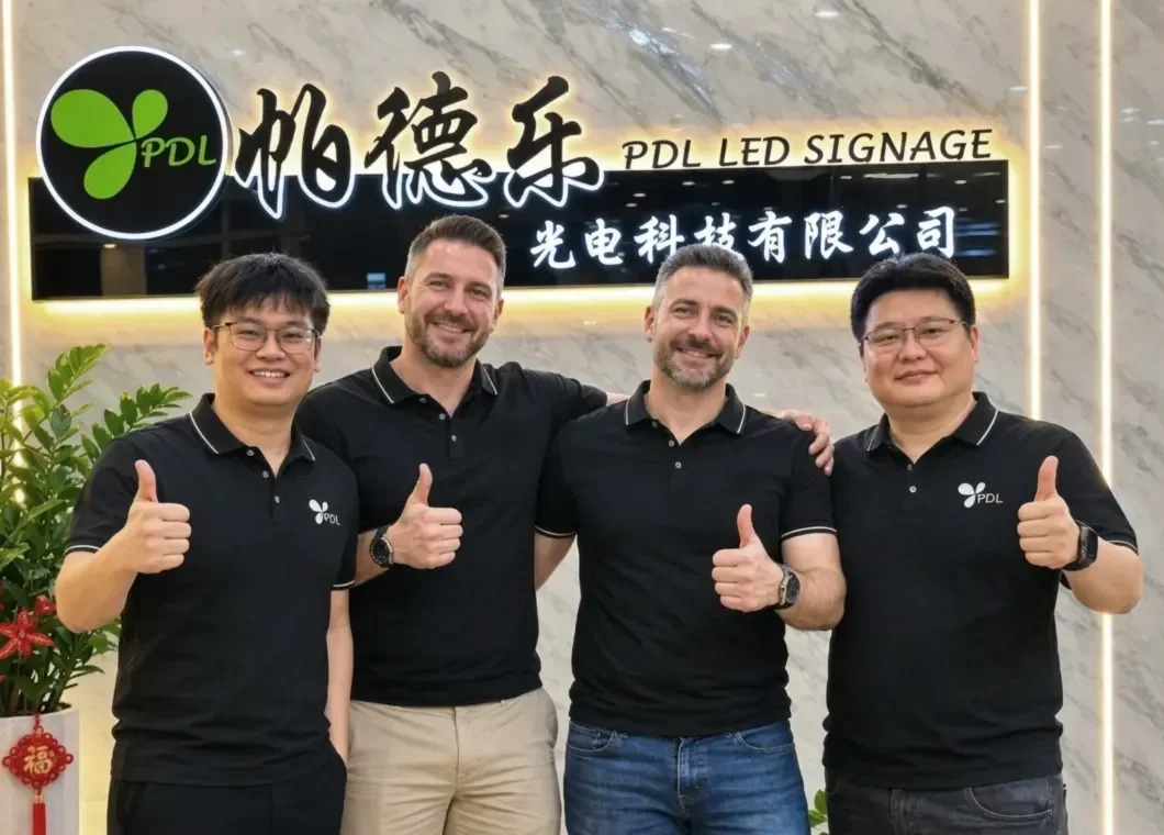 Factory team reviewing logo file