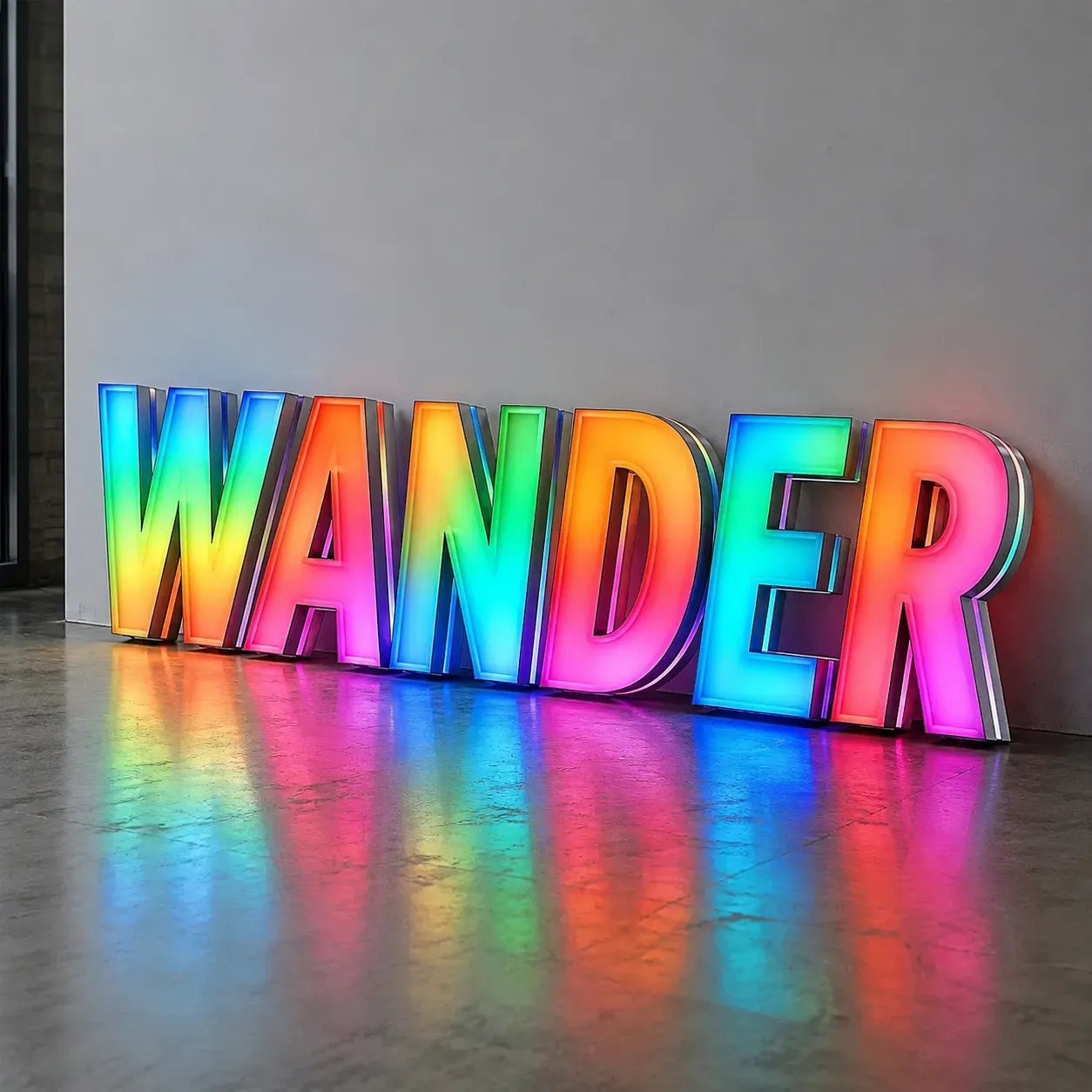 Galvanized Steel RGB channel letters with spray painted cabinet