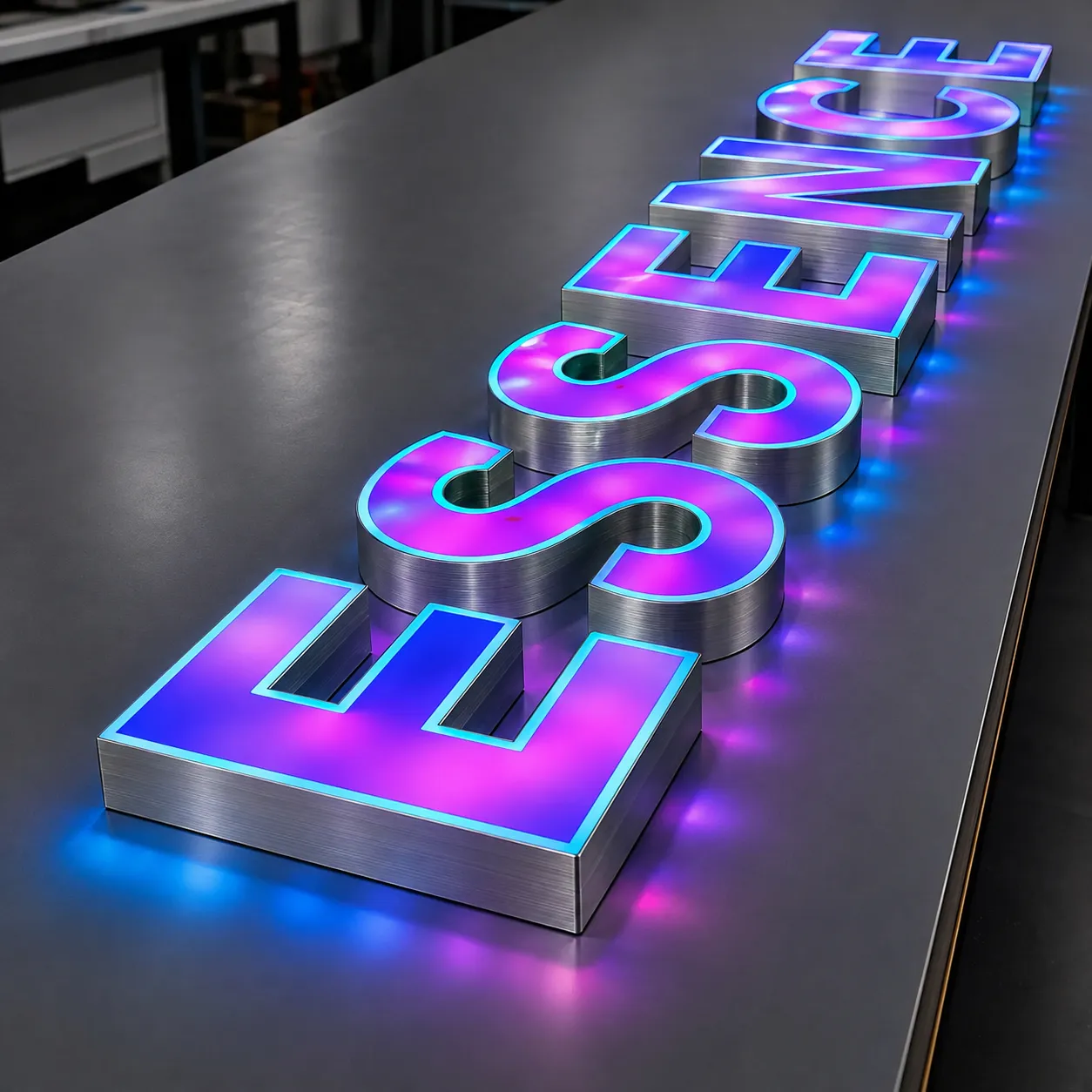 Aluminum cabinet RGB LED channel letters with powder coated finish