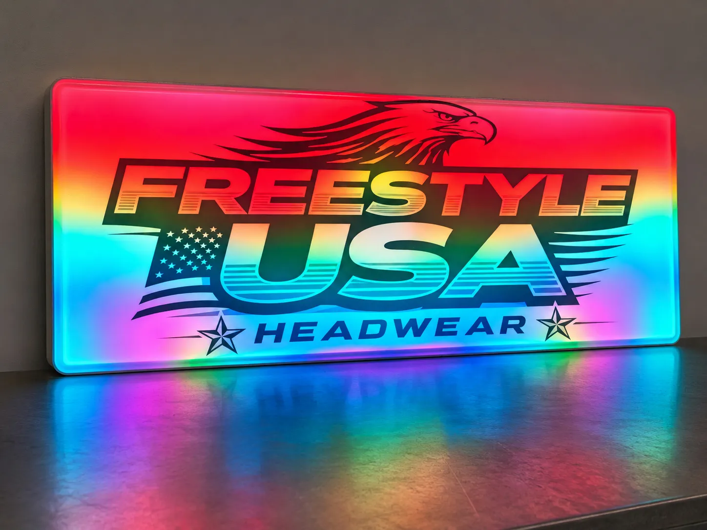 RGB dual lit channel letters with gradient edge lit acrylic signage