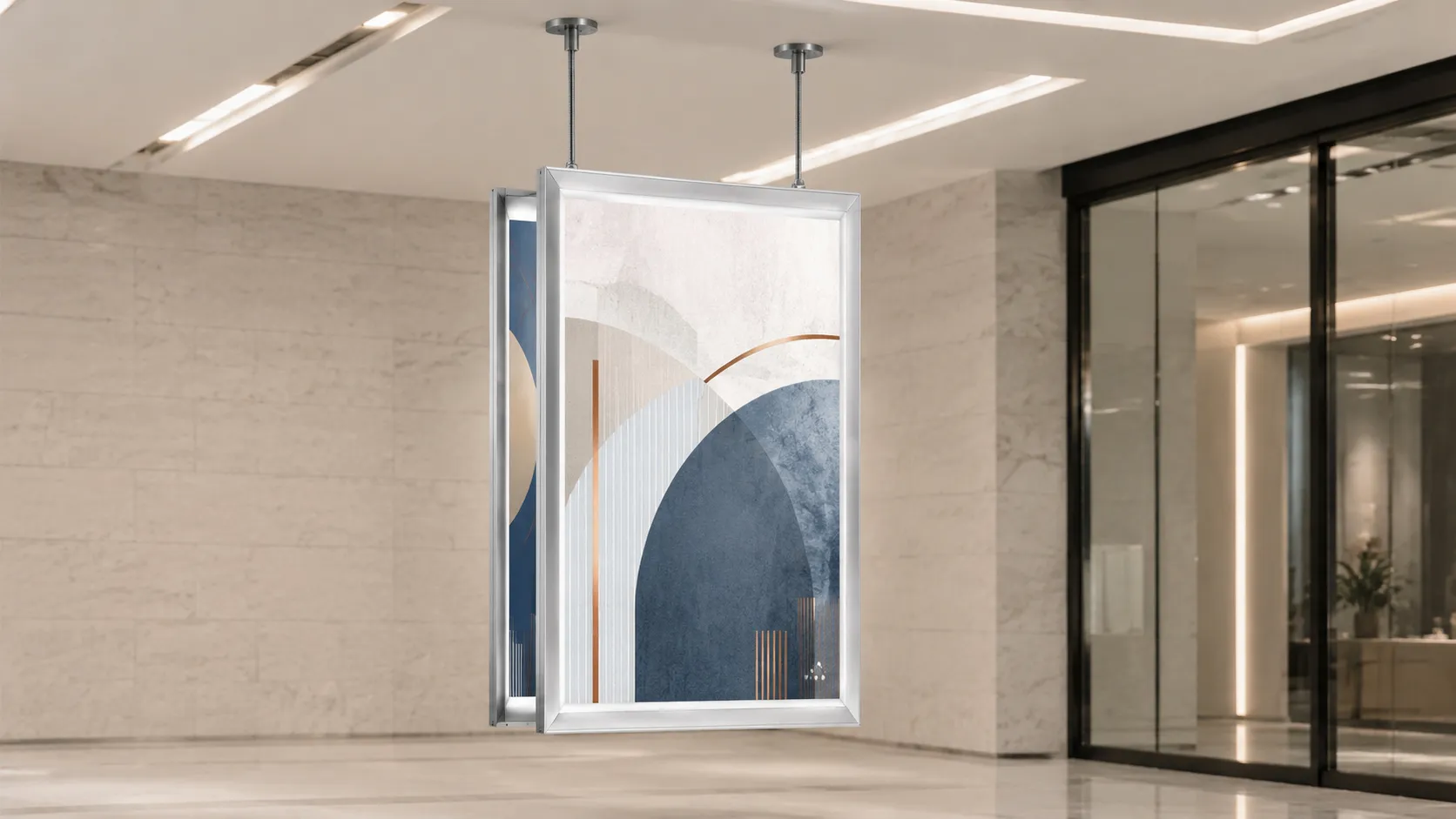 Ceiling-Suspended LED Poster Frame